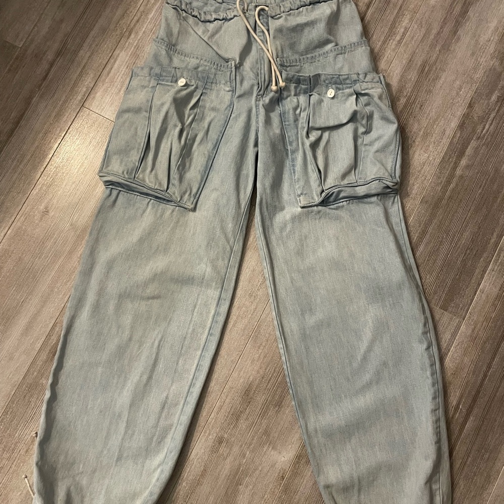 Santana Light Blue Denim Cargo Jeans